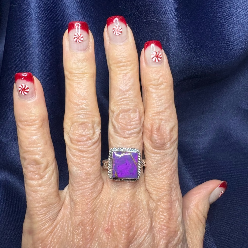 Ring Purple Mojave Turquoise Square 925 Sterling Silver Southwestern - Picture 10 of 10
